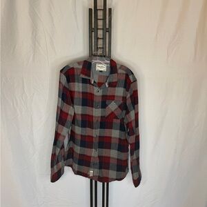 Men's Plaid Button-Down Shirt in‎ Red and Gray